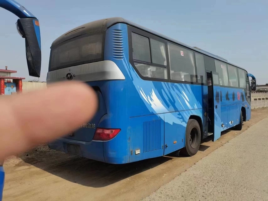 Bus Diesel Bekas Warna Biru 59 Kursi Mesin Yuchai 280hp 2 + 3 Tata Letak Kursi 2nd Hand Drive Higer Bus KLQ6115
